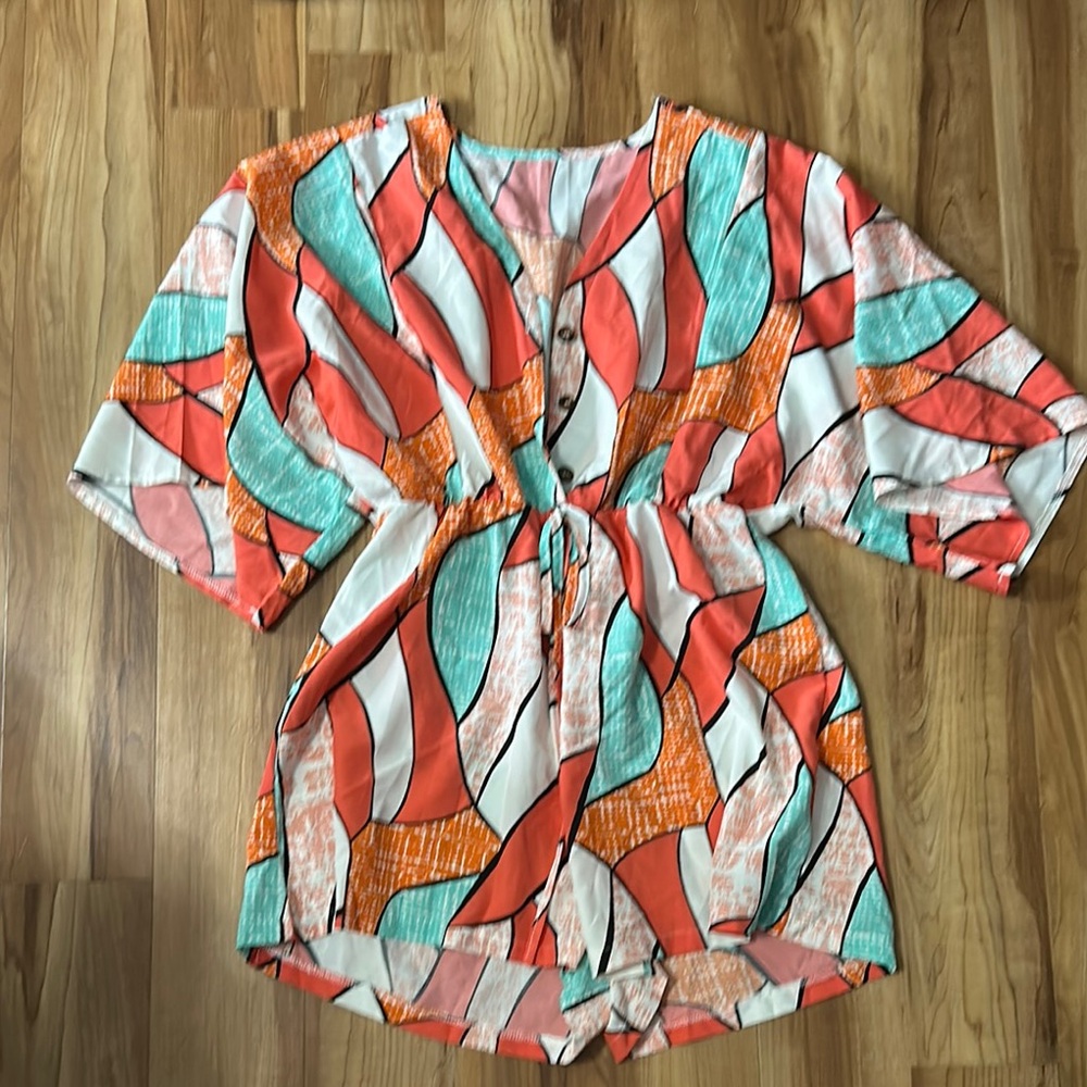Colorful Abstract Women's Romper/Swim Cover